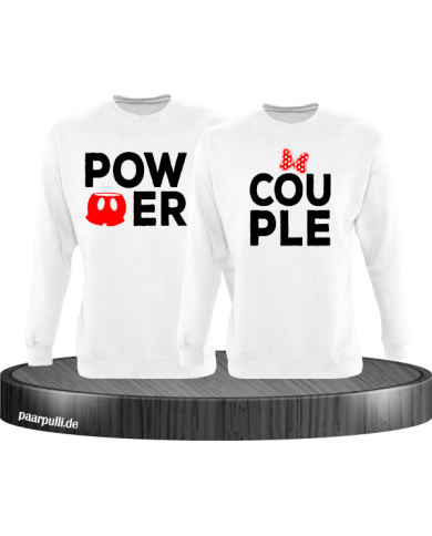 Power Couple sweatshirts mit roter figur und roter schleife in weiß