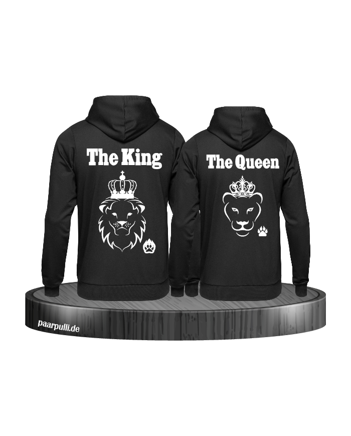 The King The Queen Lion Design partnerlook hoodies schwarz