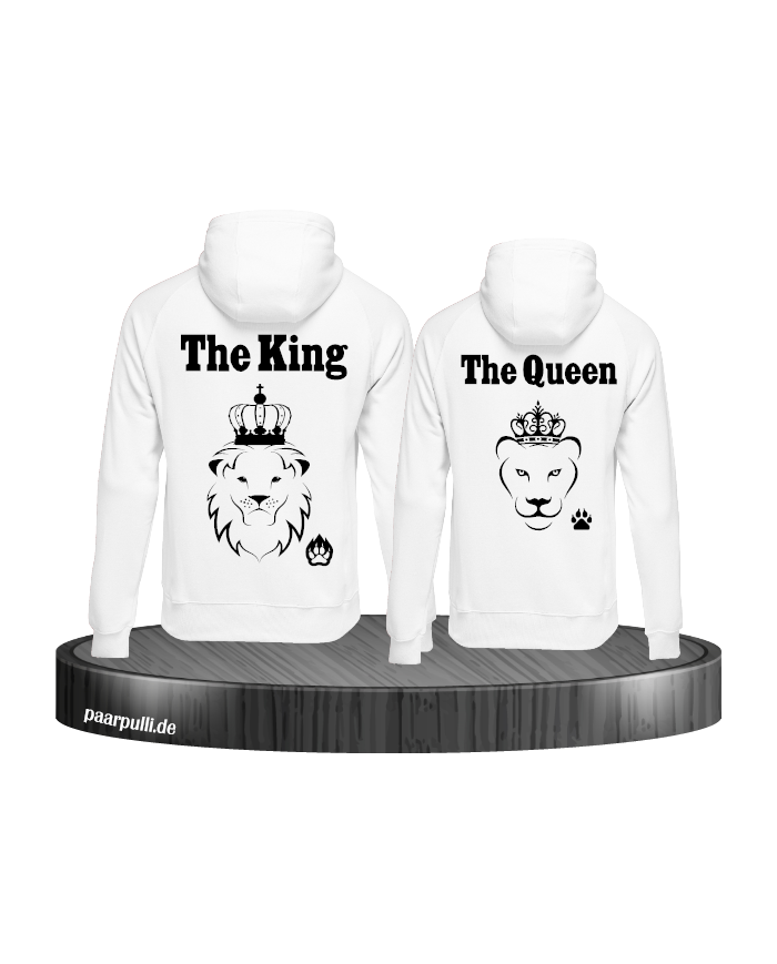 The King The Queen Lion Design partnerlook hoodies weiß