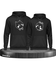 Süße Gesichter auf Hoodies bedruckt in schwarz