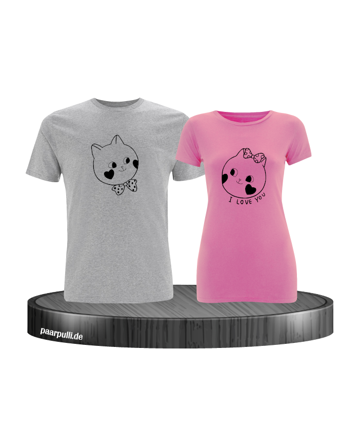 Süße Gesichter auf T-Shirts gedruckt in grau rosa