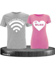 Partnerlook Shirts Klau nicht mein Wlan in grau rosa
