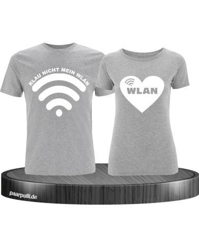 Partnerlook Shirts Klau nicht mein Wlan in grau Partnerlook Shirts Klau nicht mein Wlan in grau