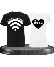 Partnerlook Shirts Klau nicht mein Wlan in schwarz weiß