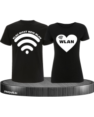 Partnerlook Shirts Klau nicht mein Wlan in schwarz