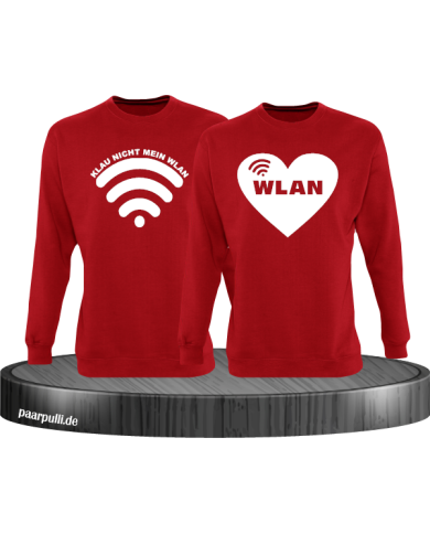 Klau nicht mein Wlan Partnerlook Sweatshirts in rot Klau nicht mein Wlan Partnerlook Sweatshirts in rot