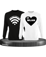 Klau nicht mein Wlan Partnerlook Sweatshirts in schwarz weiß