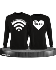 Klau nicht mein Wlan Partnerlook Sweatshirts in schwarz