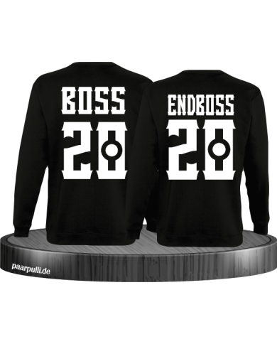 Boss und Endboss Partnerlook Sweatshirts mit Wunschzahl für ein echtes Boss Paar in schwarz
