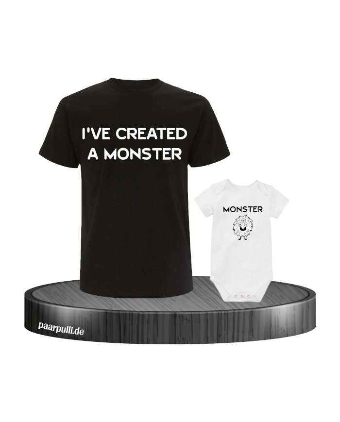 I have created a Monster Vater Kind Partnerlook T-Shirts in schwarz weiß
