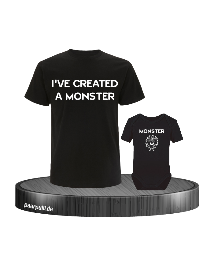 I have created a Monster Vater Kind Partnerlook T-Shirts in schwarz