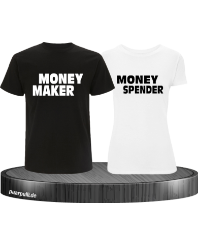 Money Maker Money Spender Partnerlook T-Shirts in schwarz weiß
