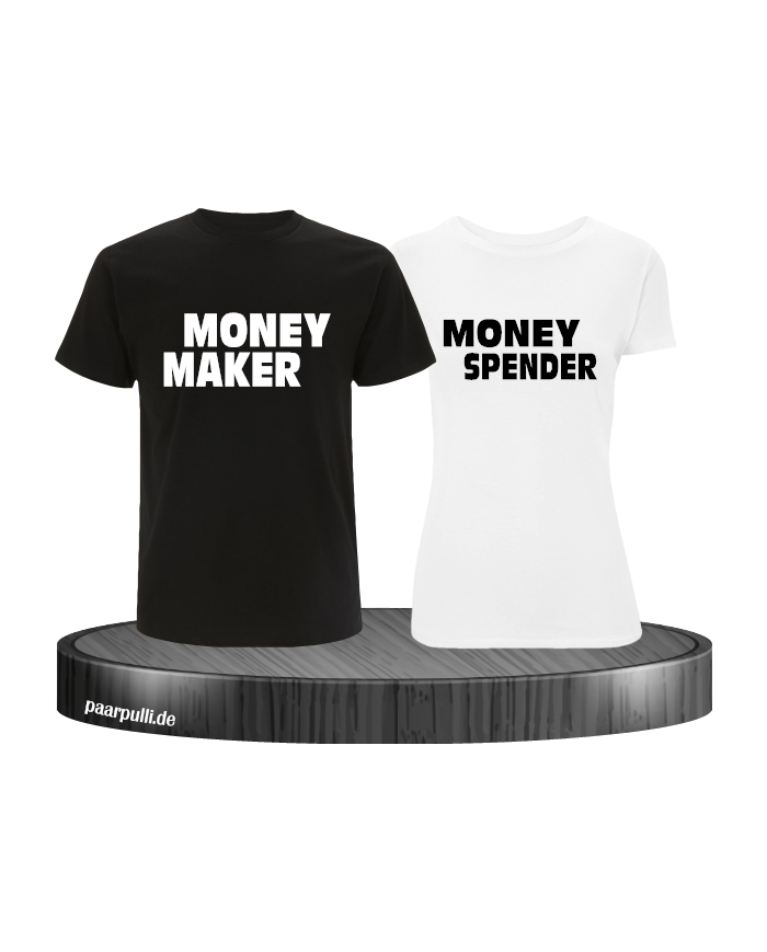 Money Maker Money Spender Partnerlook T-Shirts in schwarz weiß
