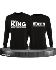 Only a king can attract a queen und only a queen can keep a king focused partnerlook sweatshirts in schwarz
