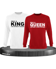 Only a king can attract a queen und only a queen can keep a king focused partnerlook sweatshirts in weiß rot