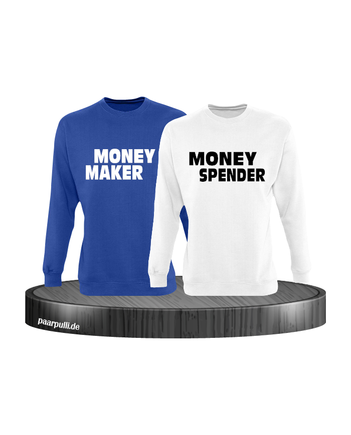 Money Maker Money Spender Partnerlook Sweatshirts in blau weiß