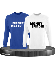 Money Maker Money Spender Partnerlook Sweatshirts in blau weiß