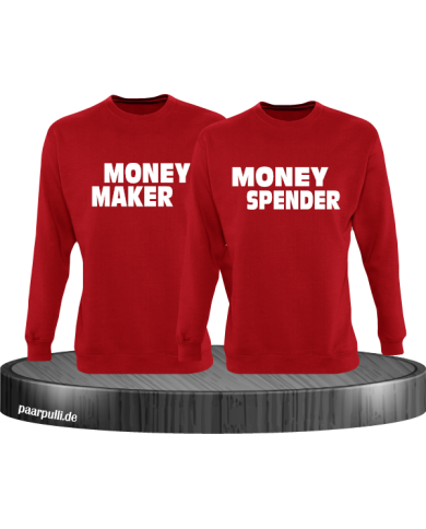 Money Maker Money Spender Partnerlook Sweatshirts in rot Money Maker Money Spender Partnerlook Sweatshirts in rot