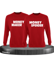 Money Maker Money Spender Partnerlook Sweatshirts in rot