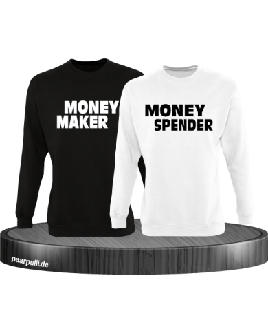 Money Maker Money Spender Partnerlook Sweatshirts in schwarz weiß