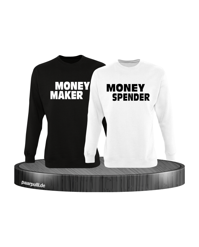 Money Maker Money Spender Partnerlook Sweatshirts in schwarz weiß