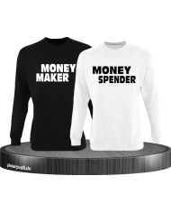 Money Maker Money Spender Partnerlook Sweatshirts in schwarz weiß