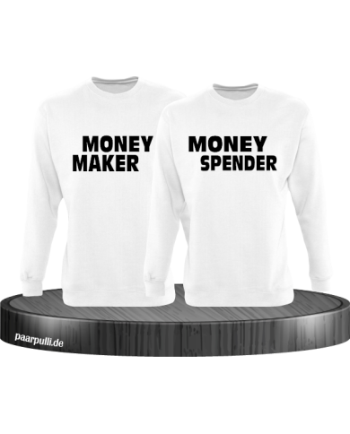 Money Maker Money Spender Partnerlook Sweatshirts in weiß Money Maker Money Spender Partnerlook Sweatshirts in weiß