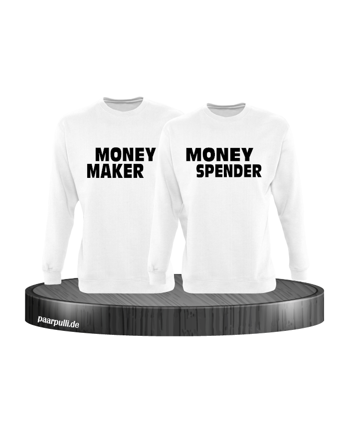 Money Maker Money Spender Partnerlook Sweatshirts in weiß