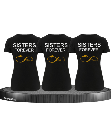 Sisters Forever BFF / Best Friend T-Shirts schwarz