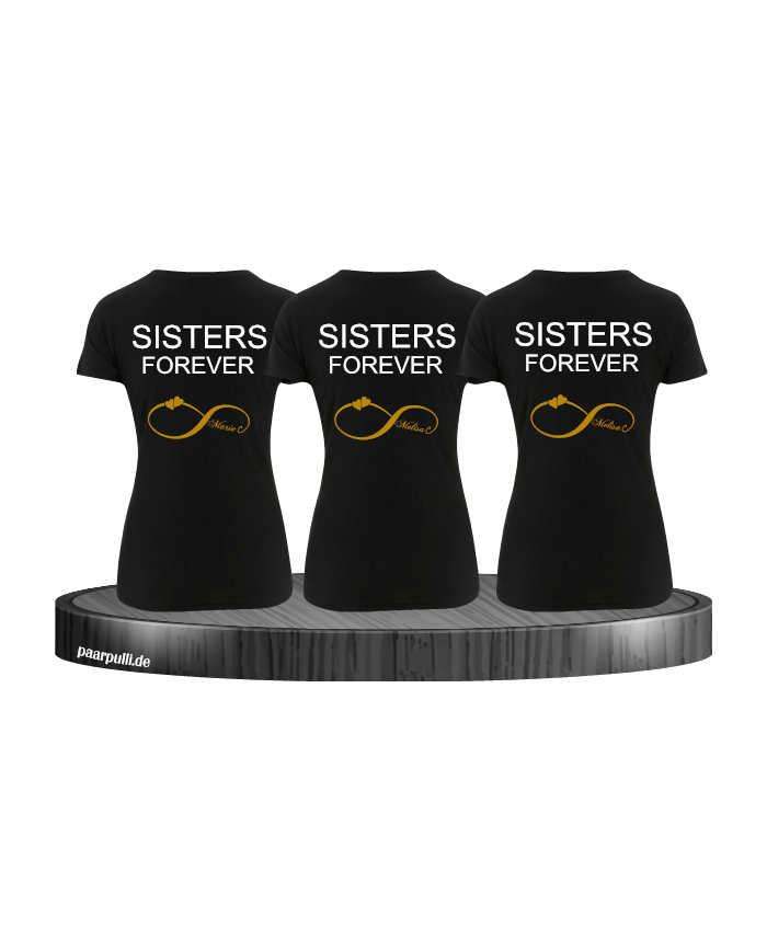 Sisters Forever BFF / Best Friend T-Shirts schwarz