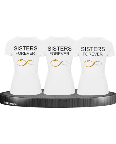3er Set Sisters Forever BFF / Best Friend T-Shirts