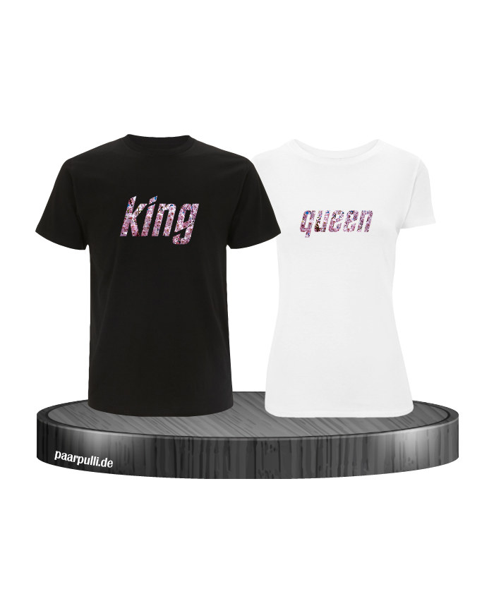 King queen digitaldruck blumenmuster schwarz weiß