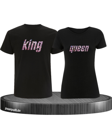 King queen digitaldruck blumenmuster schwarz