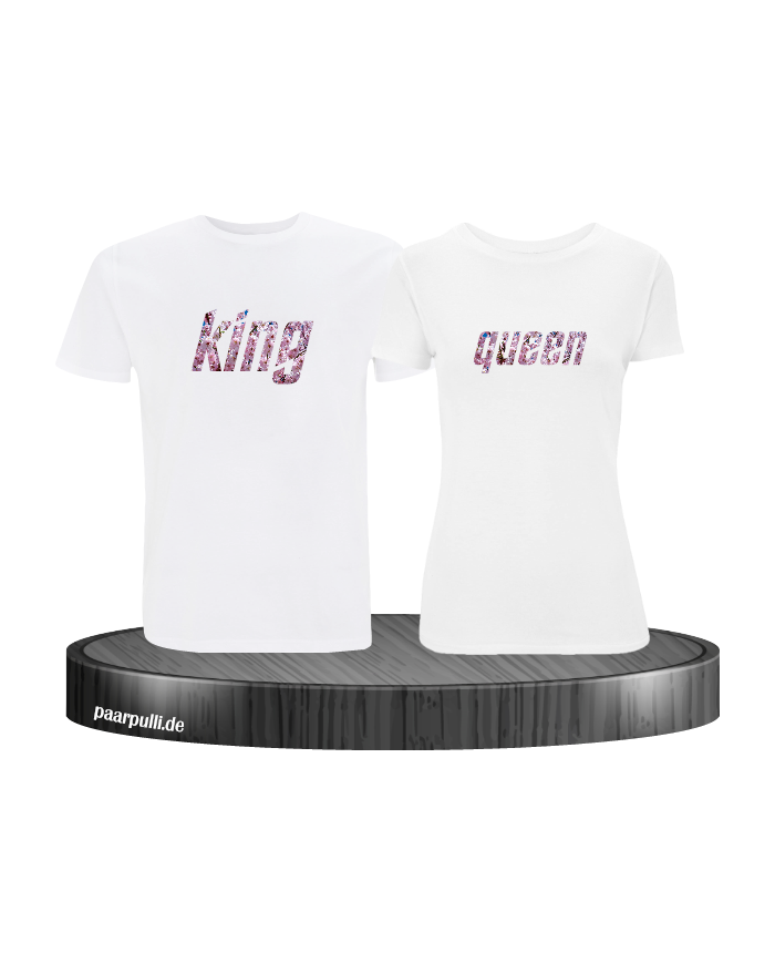 King queen digitaldruck blumenmuster  weiß