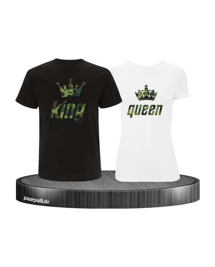 King queen camouflage digitaldruck auf t shirts in den farben schwarz weiß