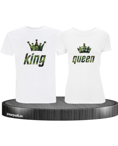 King queen camouflage digitaldruck auf t shirts in den farben weiß