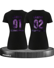 Läster Schwestern Partnerlook Set in schwarz