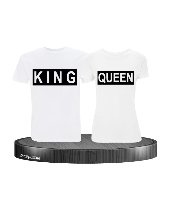 King Queen im Kasten auf weiße T-Shirts bedruckt Partnerlook