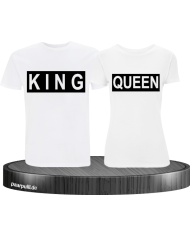 King Queen im Kasten auf weiße T-Shirts bedruckt Partnerlook