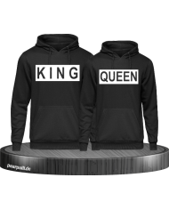 King Queen im Kasten auf schwarze Hoodies bedruckt Partnerlook