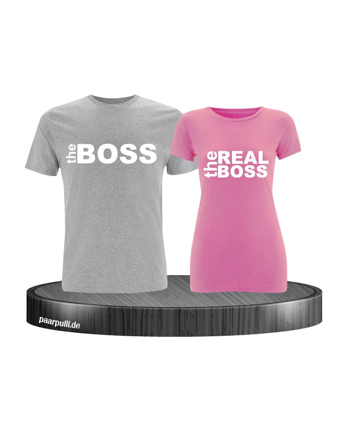 The Boss und The Real Boss Partnerlook T-shirts in grau rosa