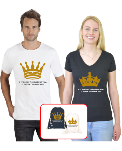 King and Queen Komplett Set mit T-Shirts und Turnbeutel