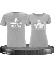 First Christmas as Mr and Mrs Weihnachten Partnerlook T-Shirts in grau
