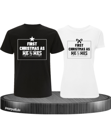 First Christmas as Mr and Mrs Weihnachten Partnerlook T-Shirts in schwarz weiß