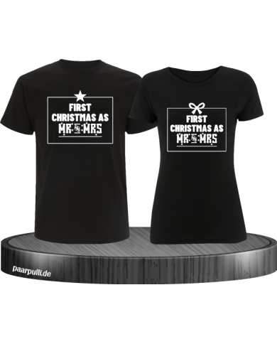 First Christmas as Mr and Mrs Weihnachten Partnerlook T-Shirts in schwarz