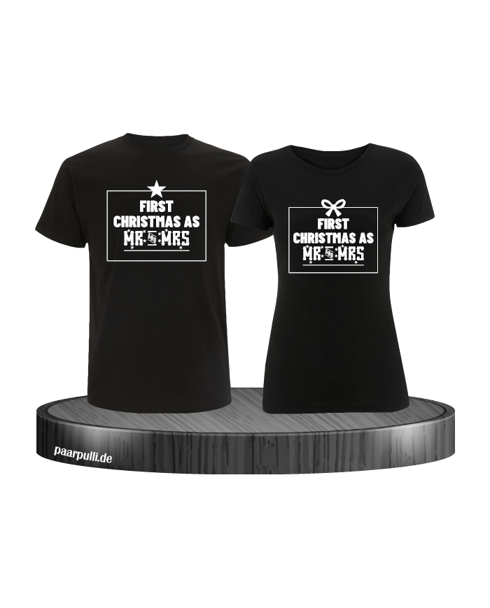 First Christmas as Mr and Mrs Weihnachten Partnerlook T-Shirts in schwarz