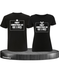 First Christmas as Mr and Mrs Weihnachten Partnerlook T-Shirts in schwarz