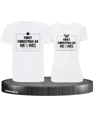 First Christmas as Mr and Mrs Weihnachten Partnerlook T-Shirts in weiß