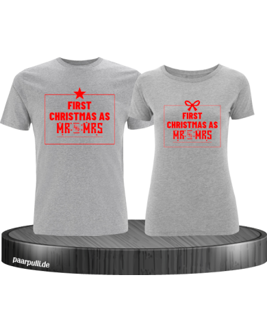 First Christmas as Mr and Mrs Weihnachten Partnerlook T-Shirts in rot grau First Christmas as Mr and Mrs Weihnachten Partnerlook T-Shirts in rot grau