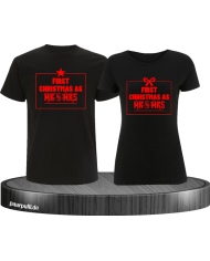First Christmas as Mr and Mrs Weihnachten Partnerlook T-Shirts in rot schwarz